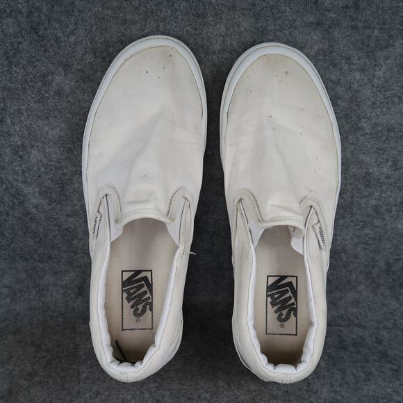 Vans Shoes Womens 8.5 Classic Slip On Casual Sneakers White Canvas Skate Active - Picture 6 of 11